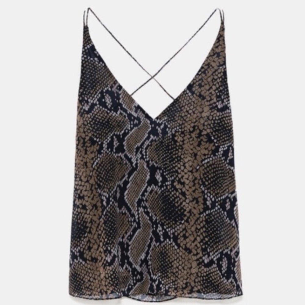Zara Trafaluc snakeskin print tank top MEDIUM 3343